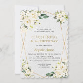 Invitation Fleurs blanches baptême 1er anniversaire (Devant)