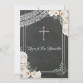 Invitation Fleurs blanches Baptême et Jumeau de fête d'annive (Dos)