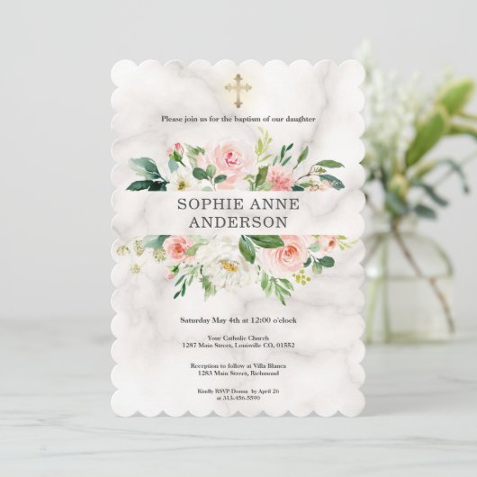 Invitation Fleurs blanches blanches blanches blanches blanche (Debout devant)