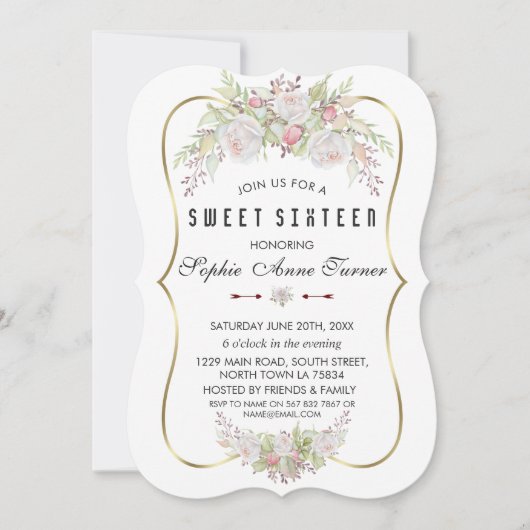 Invitation Fleurs blanches blanches blanches blanches blanche (Devant)