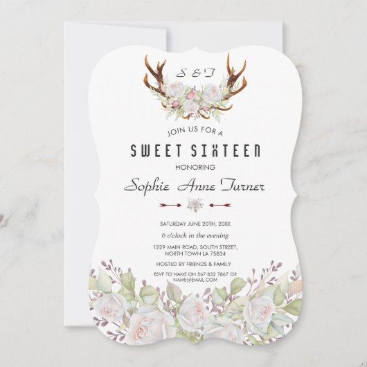 Invitation Fleurs blanches blanches blanches blanches blanche (Devant)