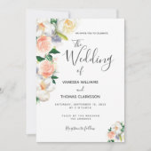 Invitation Fleurs blanches blanches et bleues (Devant)