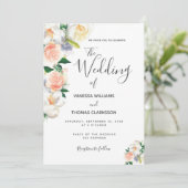 Invitation Fleurs blanches blanches et bleues (Debout devant)