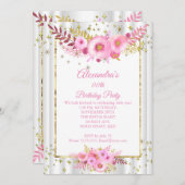 Invitation Fleurs blanches blanches pâles et blanches d'or fê (Devant / Derrière)