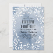 Invitation Fleurs blanches bleu foncé Jardin Mariage (Devant)