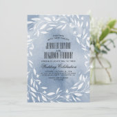 Invitation Fleurs blanches bleu foncé Jardin Mariage (Debout devant)