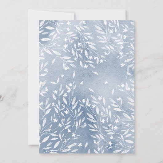 Invitation Fleurs blanches bleu foncé Jardin Mariage (Dos)