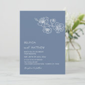 Invitation Fleurs blanches Bleu Poussiéreux Mariage Casual (Debout devant)