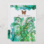 Invitation FLEURS BLANCHES bleu vif perle blanche (Devant / Derrière)