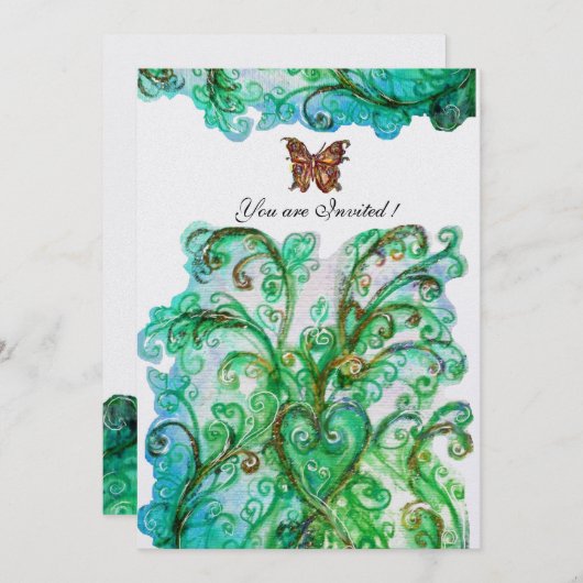 Invitation FLEURS BLANCHES bleu vif perle blanche (Devant / Derrière)