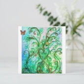 Invitation FLEURS BLANCHES bleu vif vert blanc (Debout devant)