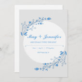 Invitation Fleurs blanches bleues (Devant / Derrière)