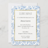 Invitation Fleurs Blanches Bleues Romantiques Anniversaire (Devant)