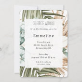 Invitation Fleurs blanches bleues tropicales Anniversaire   (Devant)