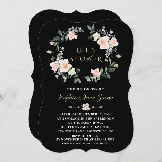 Invitation Fleurs blanches brillantes délicates Fête des mari (Devant / Derrière)