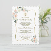 Invitation Fleurs blanches brillantes délicates Première Comm (Debout devant)
