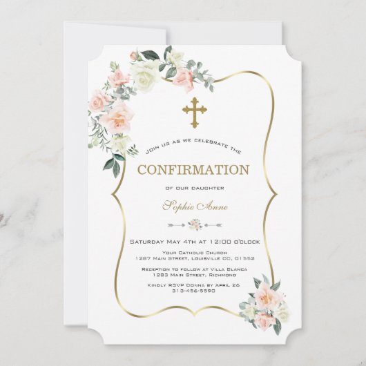 Invitation Fleurs blanches brillantes et délicates Confirmati (Devant)