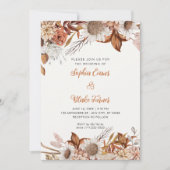 Invitation Fleurs blanches Brown rustiques Boho Off Mariage b (Devant)