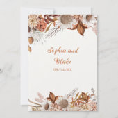 Invitation Fleurs blanches Brown rustiques Boho Off Mariage b (Dos)