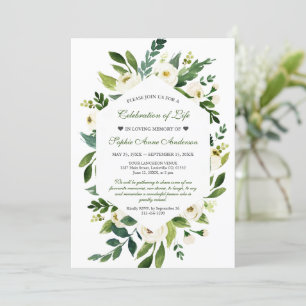 Invitation Fleurs blanches Célébration de la vie funéraire