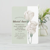 Invitation Fleurs blanches chic roses dîner de répétition (Debout devant)