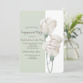 Invitation Fleurs blanches chic Roses Engagement (Debout devant)