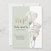 Invitation Fleurs blanches chic Roses RSVP (Devant)