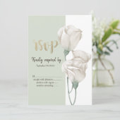 Invitation Fleurs blanches chic Roses RSVP (Debout devant)