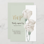 Invitation Fleurs blanches chic Roses RSVP (Devant / Derrière)
