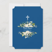 Invitation Fleurs blanches Classique Baptême garçon bleu (Dos)