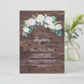 Invitation Fleurs blanches classiques | Baptême rustique (Debout devant)