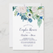 Invitation Fleurs blanches classiques Couples Douche (Devant)