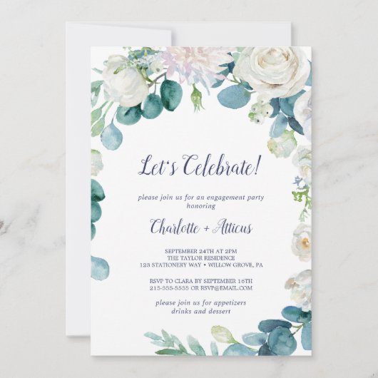 Invitation Fleurs Blanches Classiques Fêtons (Devant)