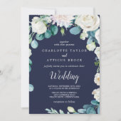 Invitation Fleurs blanches classiques | Mariage de marine (Devant)