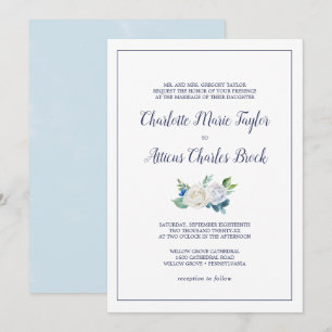 Invitation Fleurs blanches classiques Mariage formel