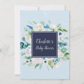 Invitation Fleurs blanches classiques Marine C'est un Baby sh (Dos)