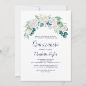 Invitation Fleurs blanches classiques Quinceañera (Devant)