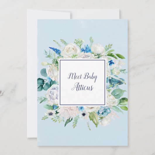 Invitation Fleurs blanches classiques Sip and See (Dos)