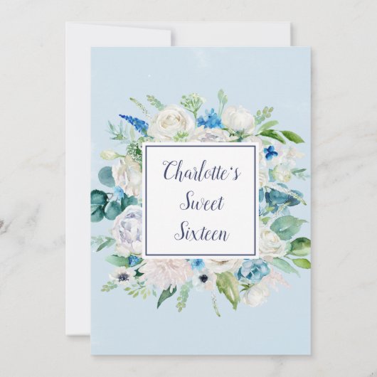 Invitation Fleurs blanches classiques Sweet sixteen fête d'an (Dos)