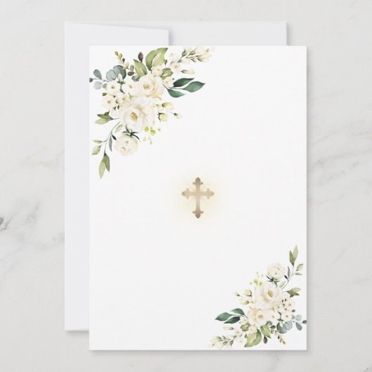 Invitation Fleurs blanches Confirmation Or Mise à jour report (Dos)