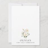 Invitation Fleurs blanches crème, Boho, Première Sainte Commu (Dos)