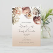 Invitation Fleurs Blanches Crème Rose Pêche Mariage Floral (Debout devant)