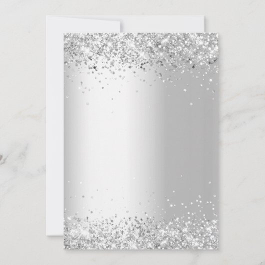 Invitation Fleurs blanches d'argent d'anniversaire palette de (Dos)