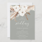 Invitation Fleurs blanches de Bohême Mariage vert Sage (Devant)