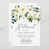 Invitation Fleurs blanches de champagne Soirée de retraite él (Devant / Derrière)