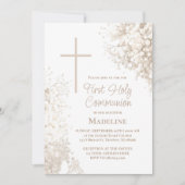 Invitation Fleurs blanches de Gypsophile première communion (Devant)