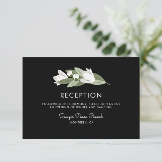 Invitation Fleurs Blanches de Mariage Sprigs Réception (Debout devant)