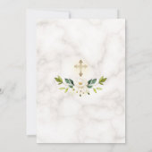 Invitation Fleurs blanches délicates Confirmation en or marbr (Dos)