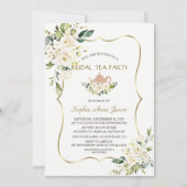 Invitation Fleurs blanches délicates Gold Bridal Tea Party (Devant)