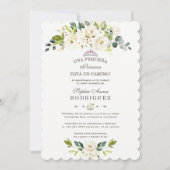 Invitation Fleurs blanches délicates Invitación de Baby showe (Devant)